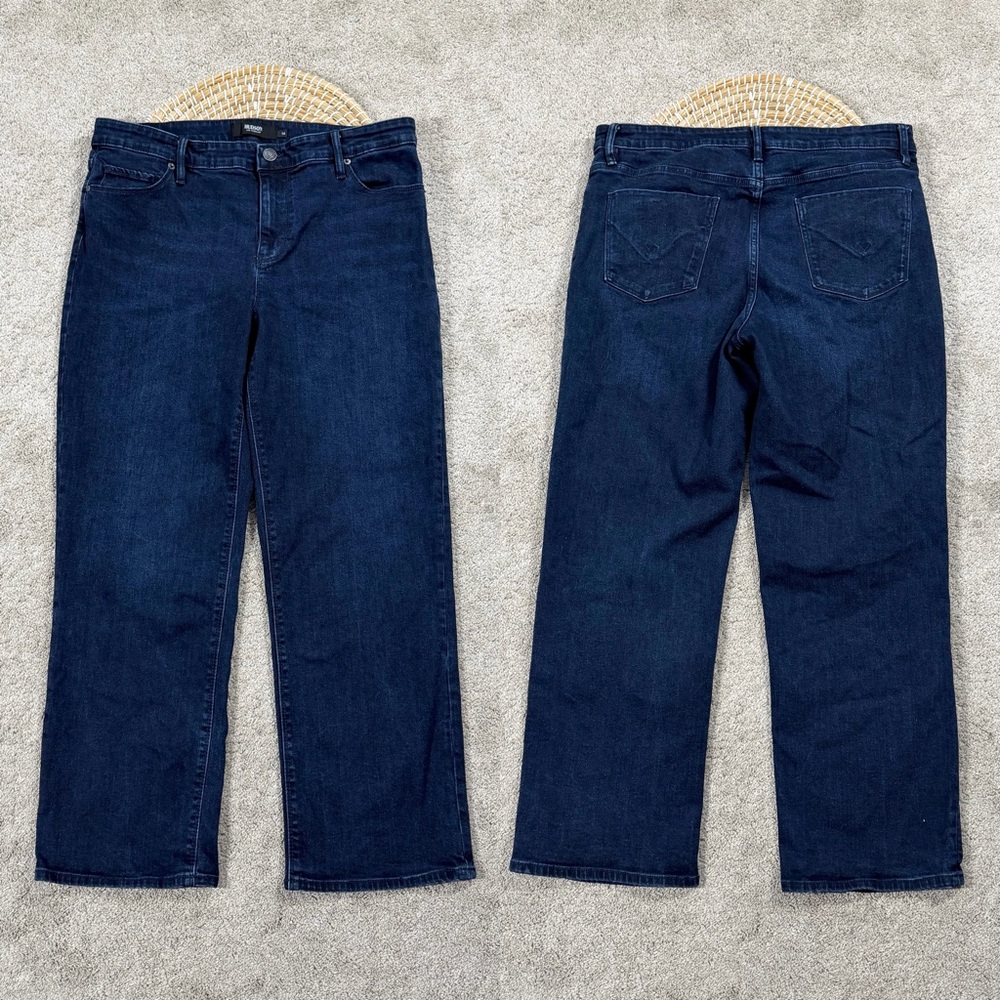 Hudson Women’s Straight Leg High Rise Crop Jeans Stretch in Dark Wash 14
